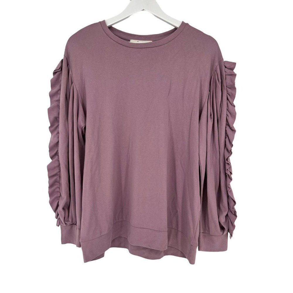 Women’s Mauve Ruffle-Sleeve Sweatshirt